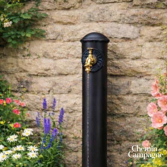 Fontaine de jardin extérieur cylindrique en fonte noire 90cm Chemin de campagne - Image 4