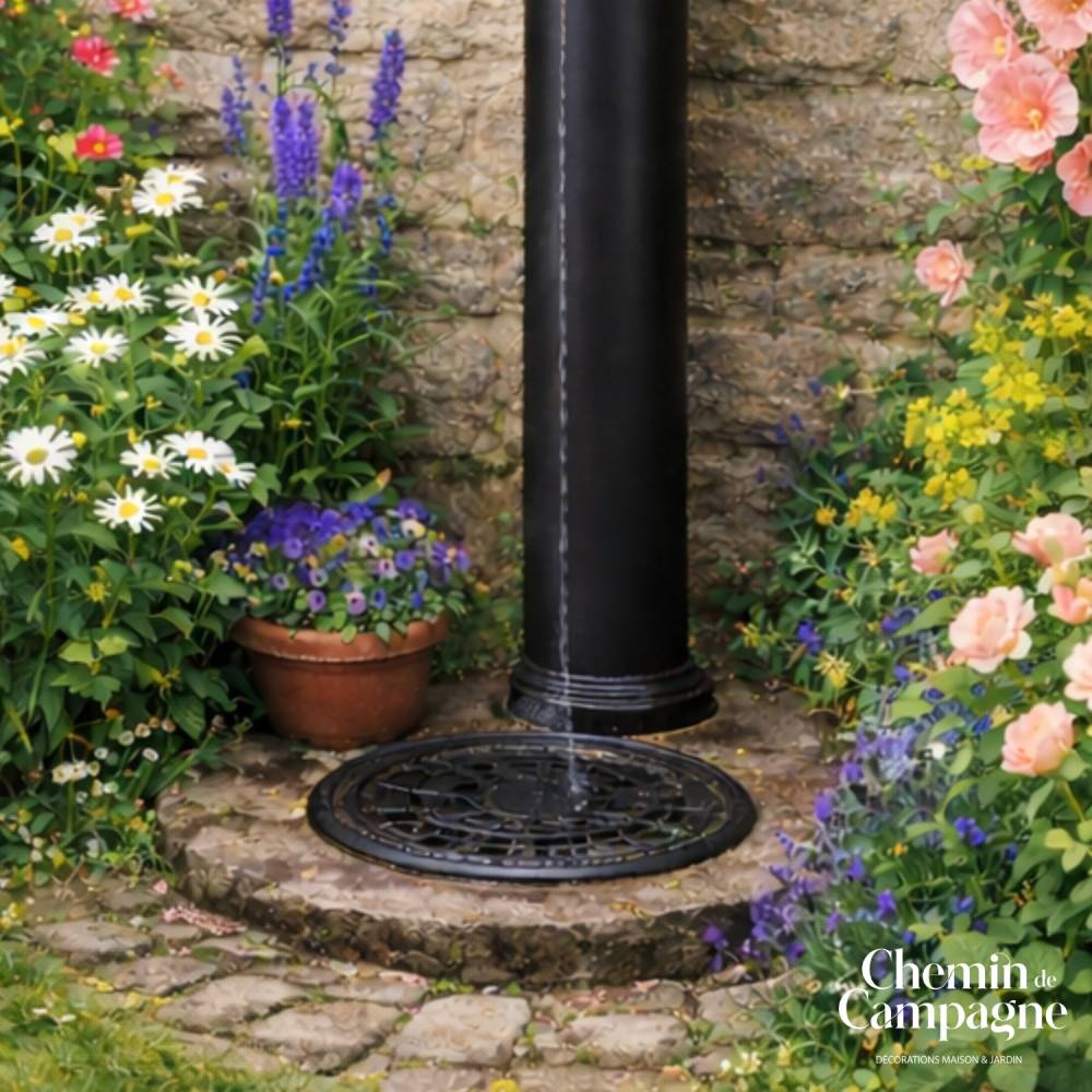 Fontaine de jardin extérieur cylindrique en fonte noire 90cm Chemin de campagne - Image 3