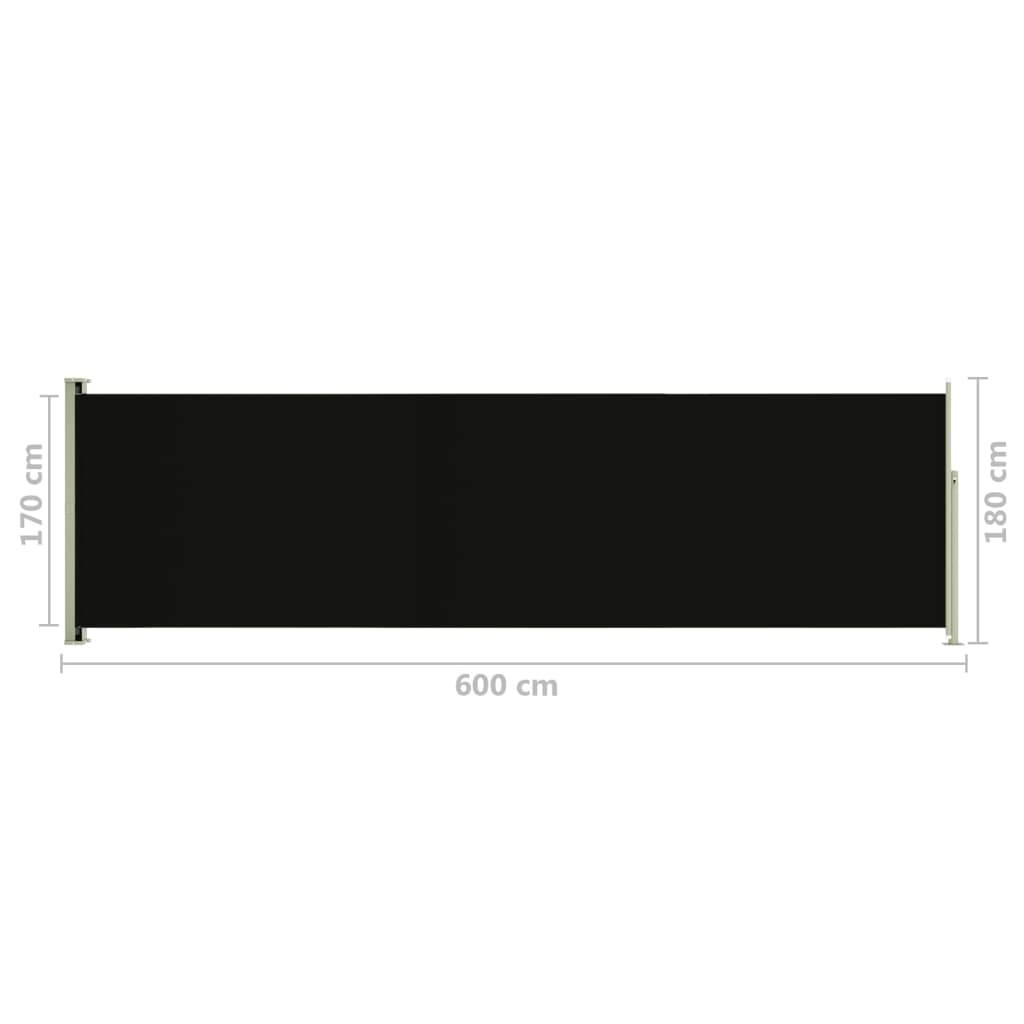 Helloshop26 - Auvent paravent store brise-vue latéral rétractable de patio jardin terrasse balcon protection visuelle écran 180 x 600 cm noir - Imagen 6