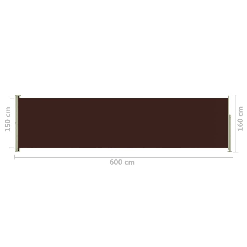 Helloshop26 - Auvent paravent store brise-vue latéral rétractable de patio jardin terrasse balcon protection visuelle écran 160 x 600 cm marron - Imagen 6