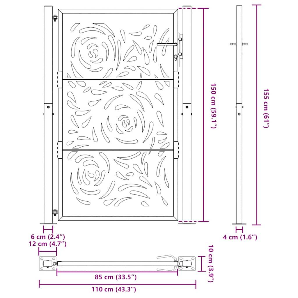 Barrière d'Extérieur Acier Corten Motif Flamme Découpe Laser Rouillé 105x155 cm – ComfortXL Outdoor Living - Image 6