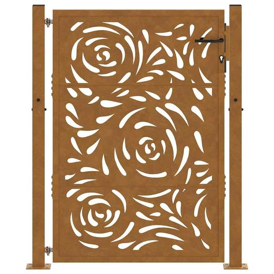 Barrière d'Extérieur Acier Corten Motif Flamme Découpe Laser Rouillé 105x155 cm – ComfortXL Outdoor Living - Image 4