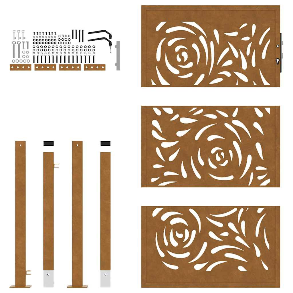 Barrière d'Extérieur Acier Corten Motif Flamme Découpe Laser Rouillé 105x155 cm – ComfortXL Outdoor Living - Image 5