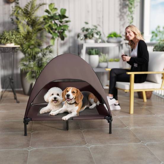 Lit chien extérieur surélevé avec toit 91 x 76 x 90 cm polyester - PANGIVO - Image 7