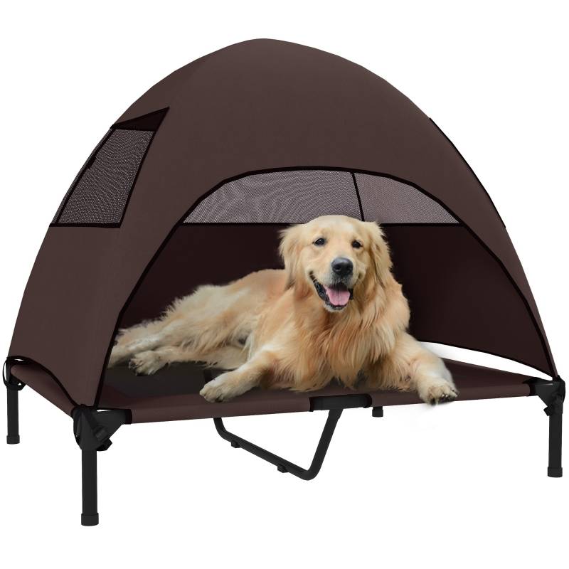 Lit chien extérieur surélevé avec toit 91 x 76 x 90 cm polyester - PANGIVO - Image 8