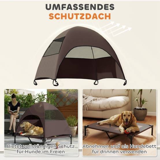 Lit chien extérieur surélevé avec toit 91 x 76 x 90 cm polyester - PANGIVO - Image 4