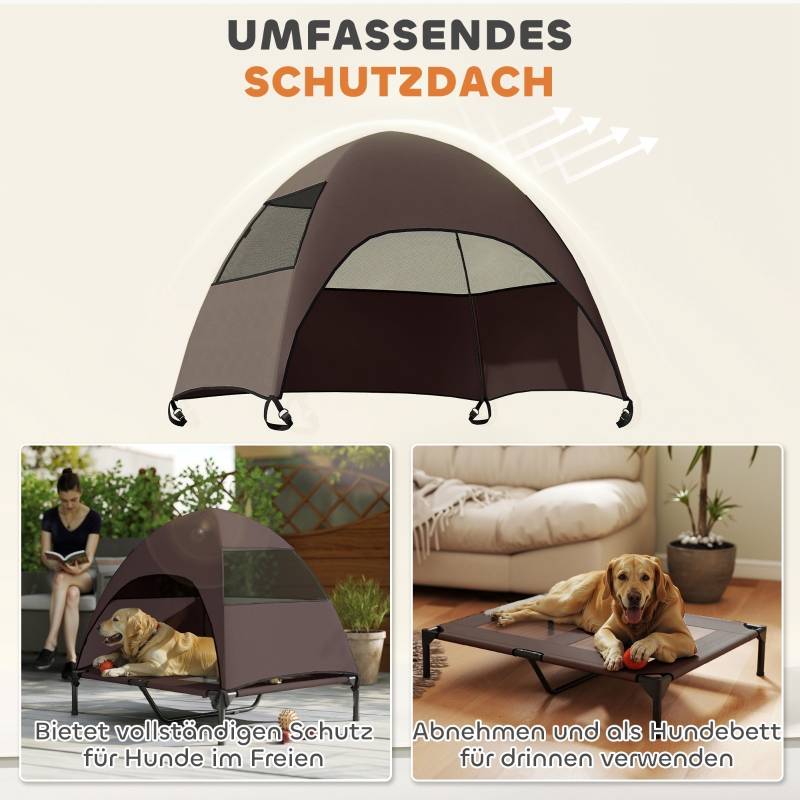 Lit chien extérieur surélevé avec toit 91 x 76 x 90 cm polyester - PANGIVO - Image 4