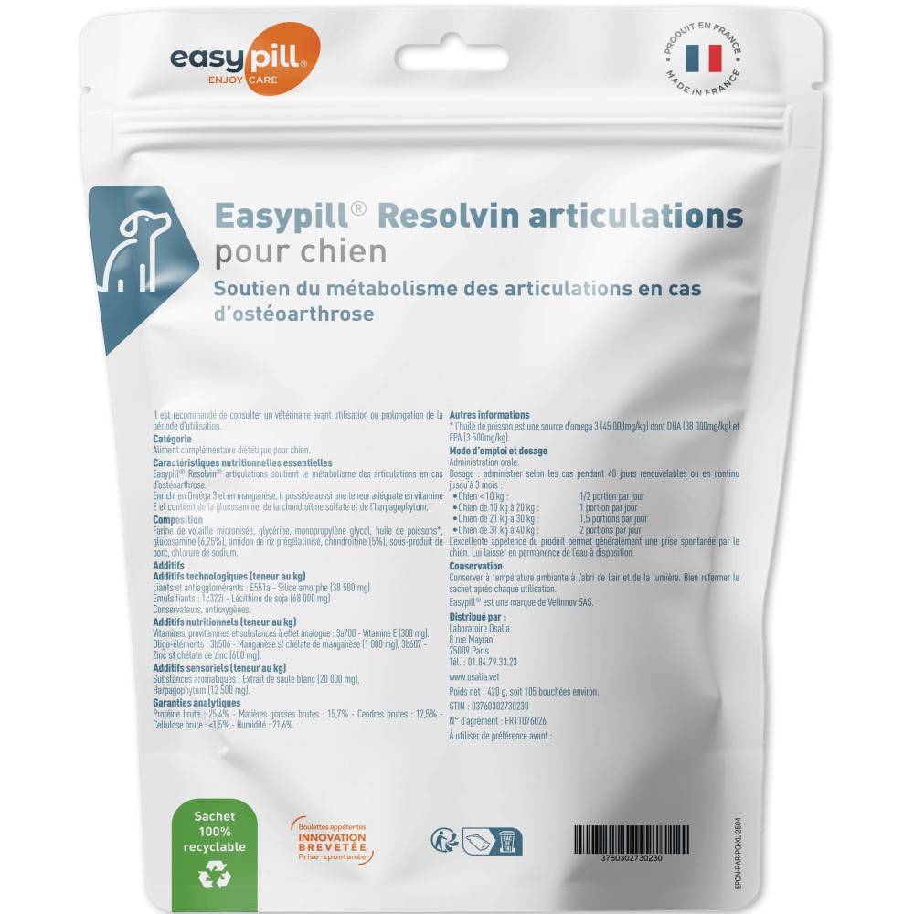 EASYPILL GRAND CHIEN RESOLVIN ARTICULATIONS - OSALIA 105 bouchées - Image 2