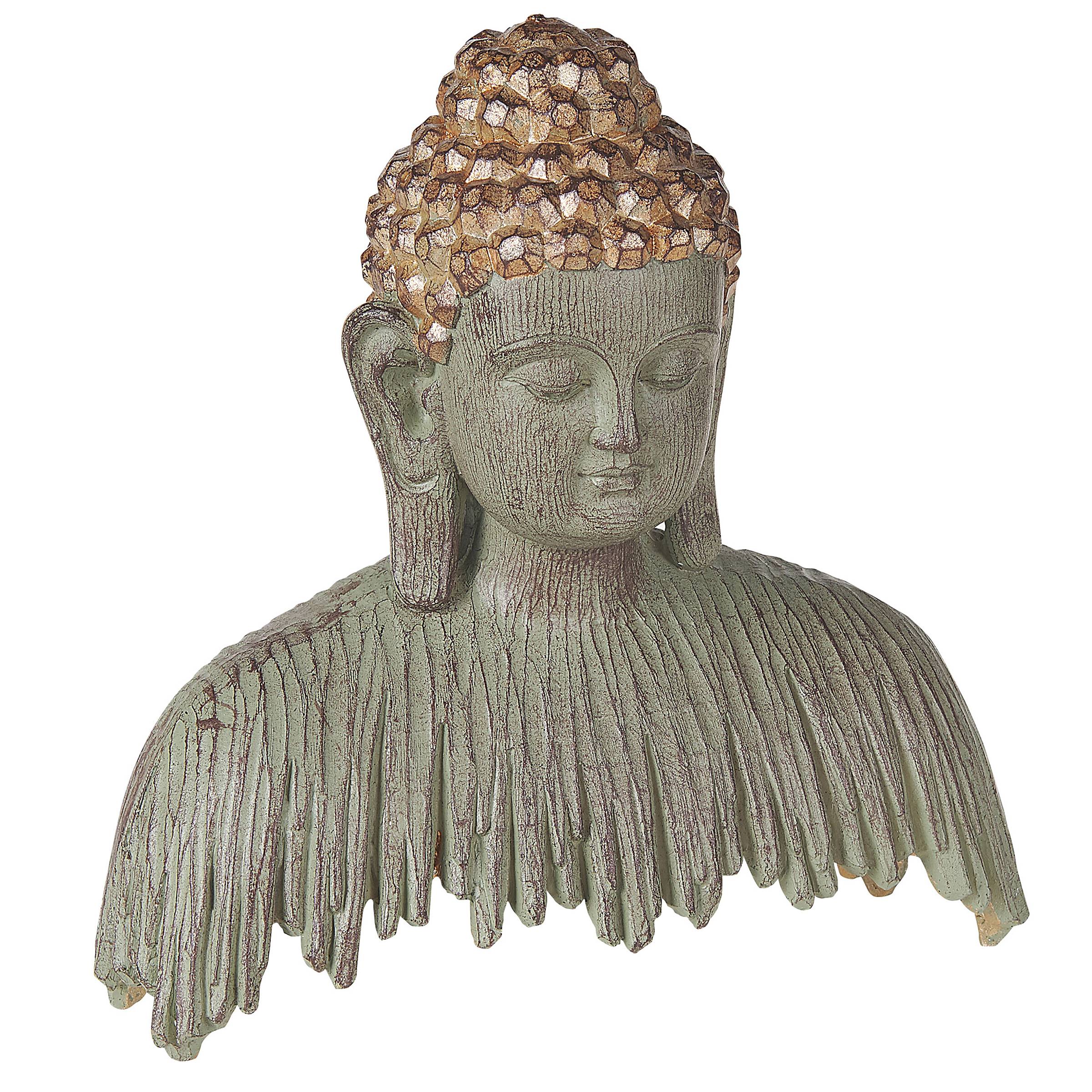 Beliani - Statue de Bouddha Grise avec Polyrésine Doré 23 cm Statuette Ornement Finition Vieillie Accessoires de Décoration - Imagen 1