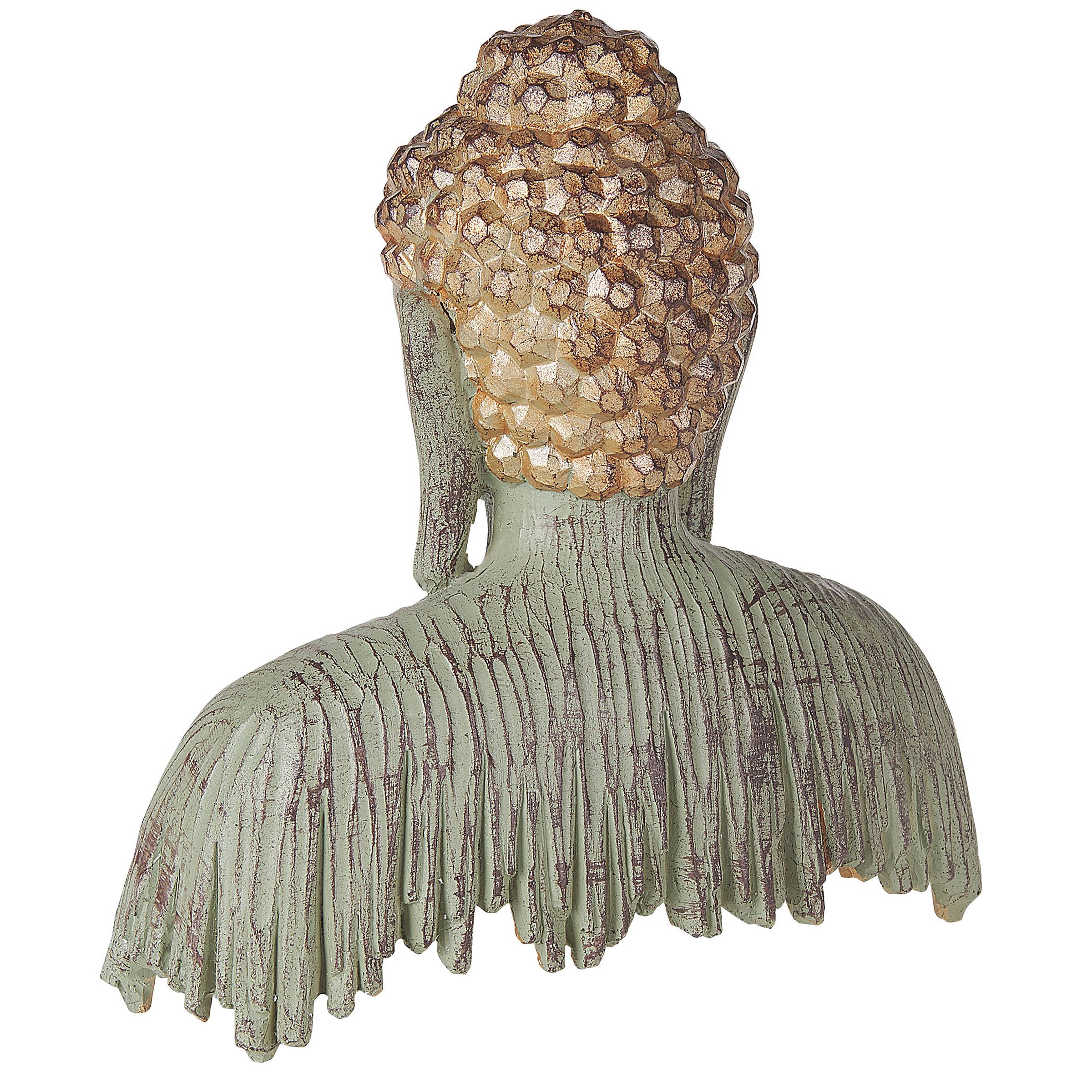 Beliani - Statue de Bouddha Grise avec Polyrésine Doré 23 cm Statuette Ornement Finition Vieillie Accessoires de Décoration - Imagen 5