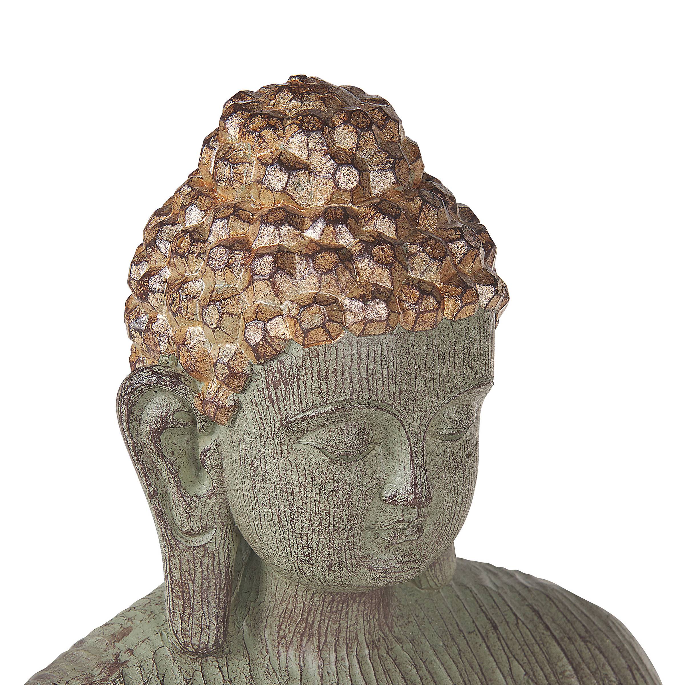 Beliani - Statue de Bouddha Grise avec Polyrésine Doré 23 cm Statuette Ornement Finition Vieillie Accessoires de Décoration - Imagen 6