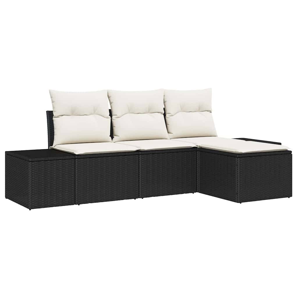 ComfortXL - Petit Salon de Jardin 4 Pièces Résine Tressée Table Basse Rangement Intégré Balcon Noir et Crème – ComfortXL Outdoor Living - Image 2