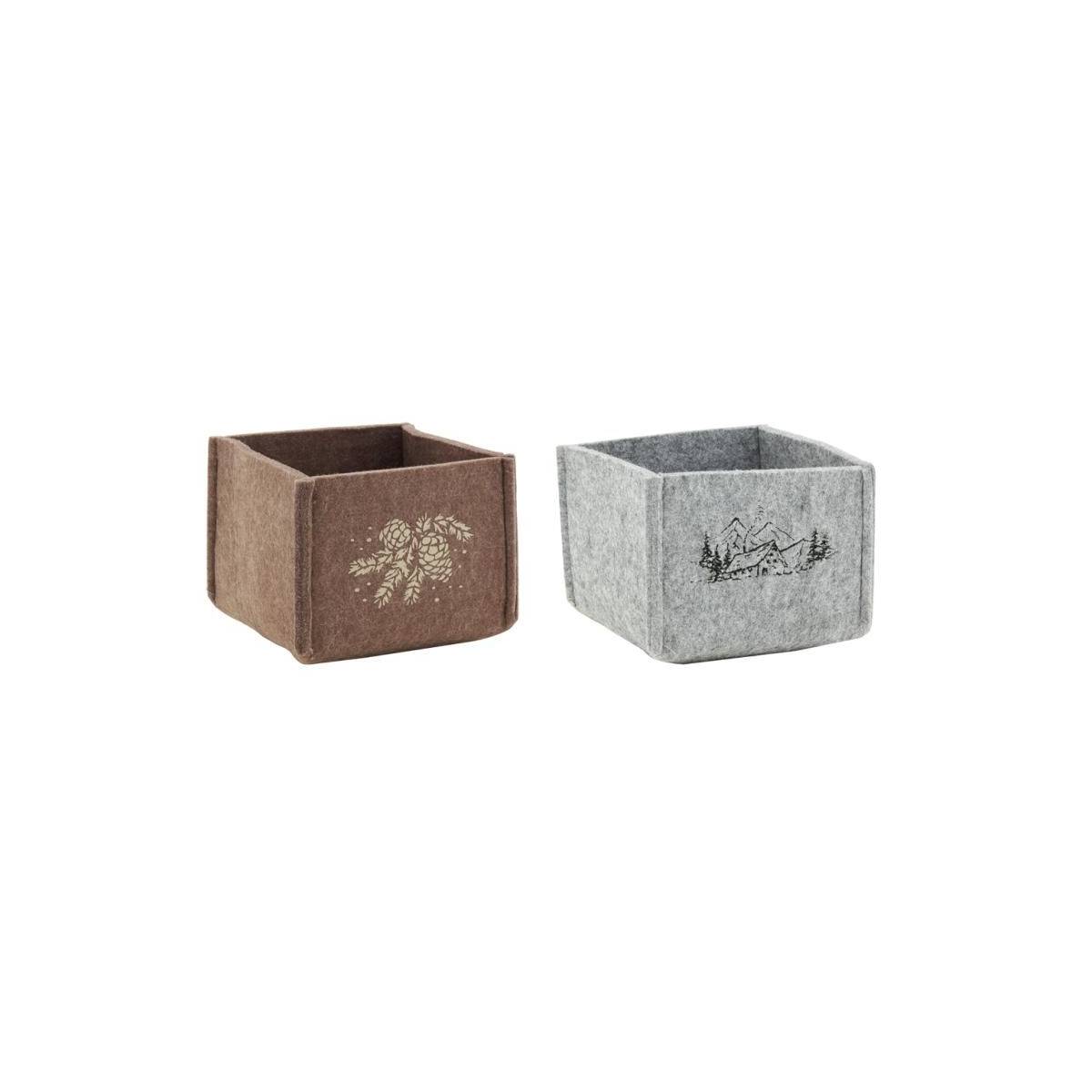 Aubry Gaspard - Corbeilles carrées en feutrine Lot de 2 - Imagen 1