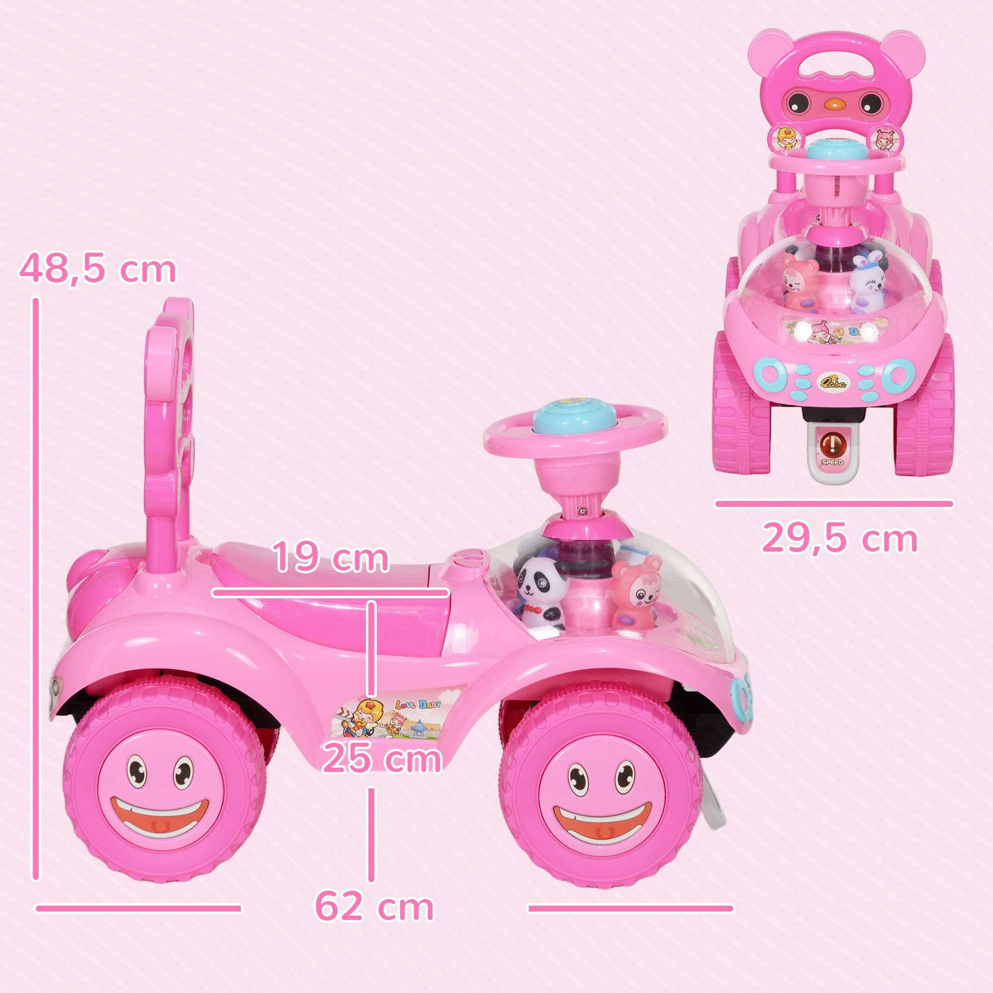 Sans Marque - Voiture Porteur Enfants Véhicule Pousser Sans Pédales Rose - Image 5