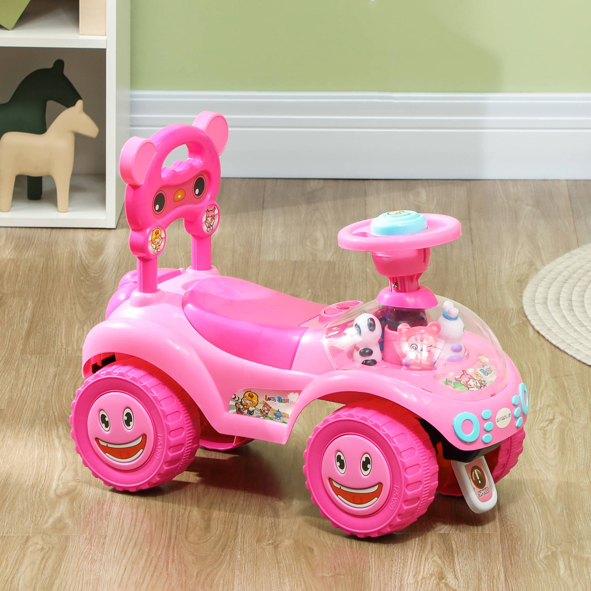 Sans Marque - Voiture Porteur Enfants Véhicule Pousser Sans Pédales Rose - Image 4