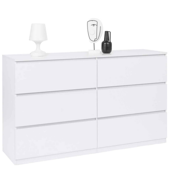 Commode 6 tiroirs TOMI XXL 140 cm bois blanc - Image 2