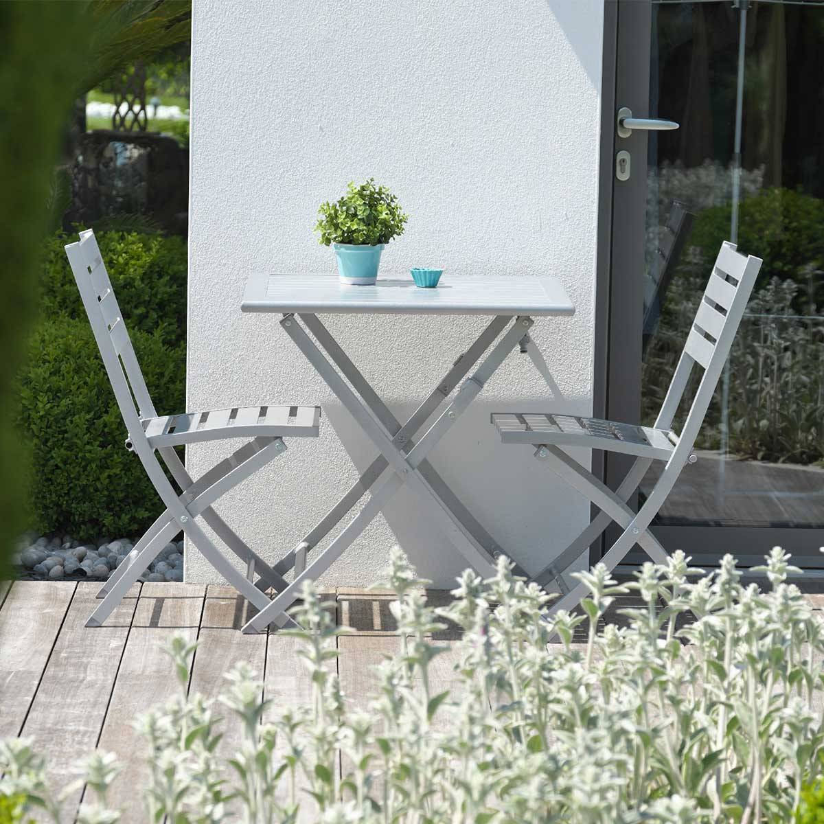 City Garden - Chaise de jardin pliante en aluminium - Gris clair - MARIUS - Imagen 5