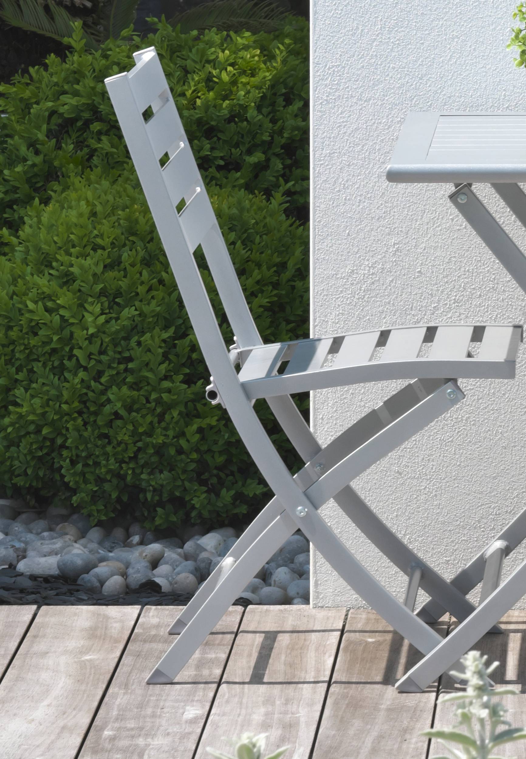City Garden - Chaise de jardin pliante en aluminium - Gris clair - MARIUS - Imagen 4