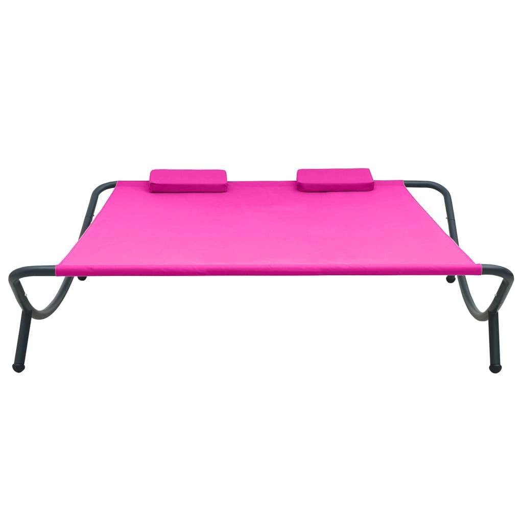 Maison Chic - Bain de soleil - Transat tissu rose - Image 1