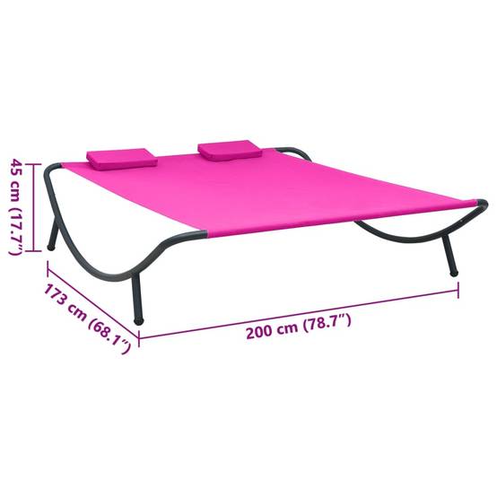 Maison Chic - Bain de soleil - Transat tissu rose - Image 7