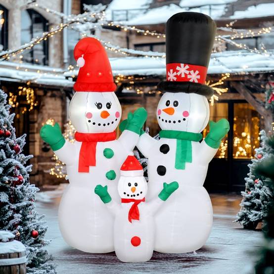 Famille Bonshommes de Neige Gonflable 1,8m LED décoration de Noël jardin – ComfortXL Outdoor Living - Image 1