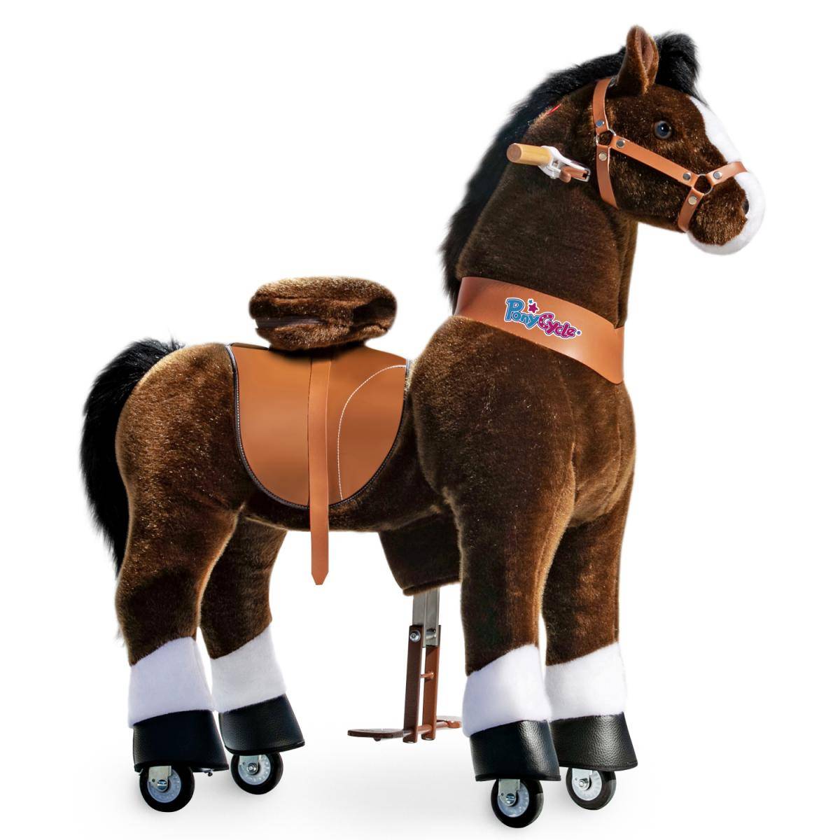 Poney Brun et Chocolat avec Sabots Blancs - Jouet Équestre pour Enfants