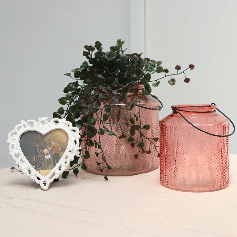 Chemin De Campagne - Vase "Chevron" avec anse métallique - Rose PM Chemin de campagne - Imagen 3
