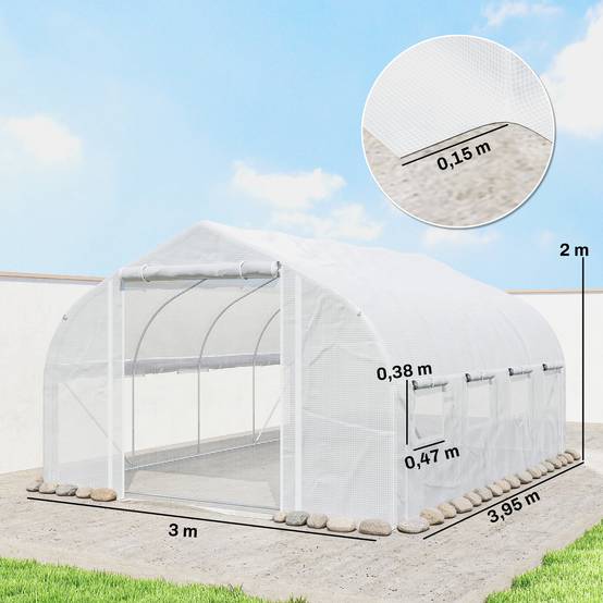 Grande Serre Tunnel de Jardin 12m² Acier Galvanisé pour Potager 4x3x2 m Blanc - ComfortXL Outdoor Living - Image 5