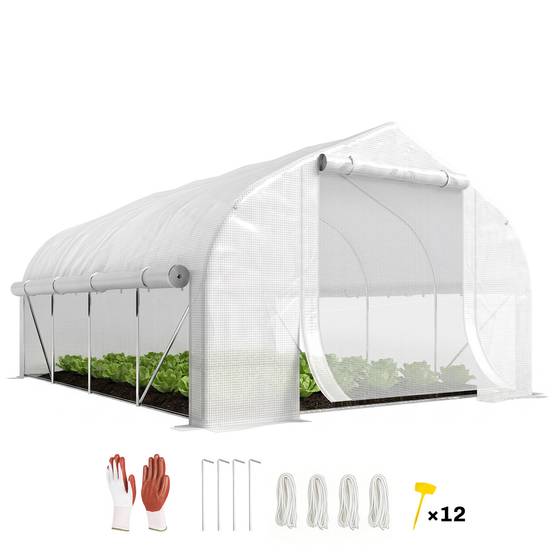 Grande Serre Tunnel de Jardin 12m² Acier Galvanisé pour Potager 4x3x2 m Blanc - ComfortXL Outdoor Living - Image 1