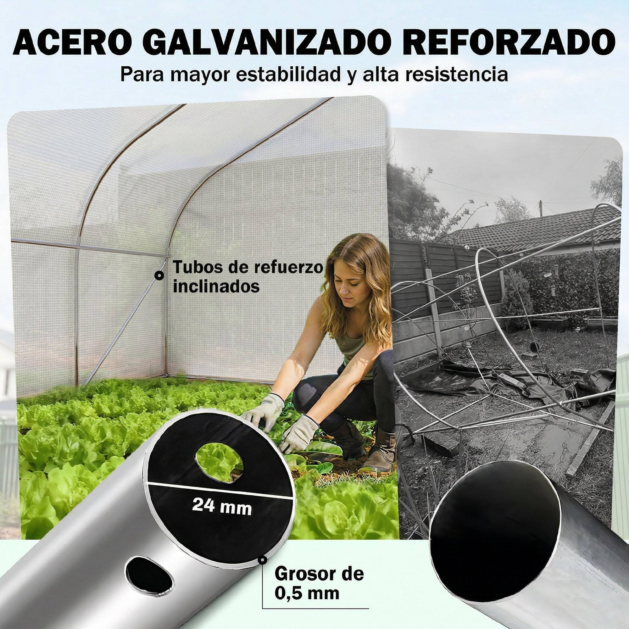 Grande Serre Tunnel de Jardin 12m² Acier Galvanisé pour Potager 4x3x2 m Blanc - ComfortXL Outdoor Living - Image 9