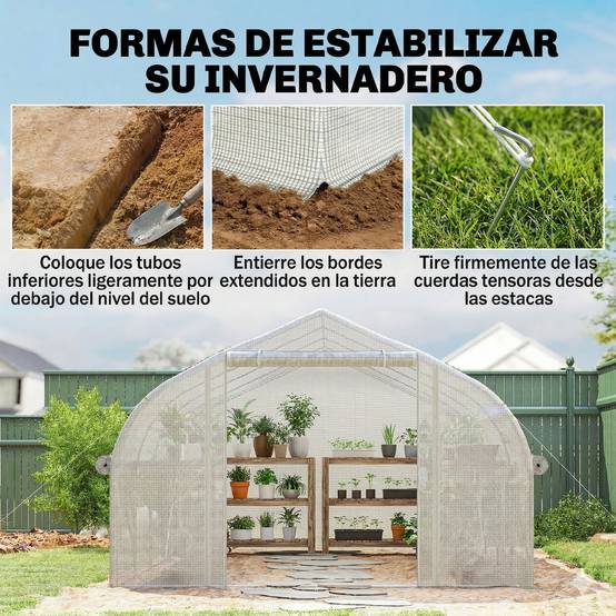 Grande Serre Tunnel de Jardin 12m² Acier Galvanisé pour Potager 4x3x2 m Blanc - ComfortXL Outdoor Living - Image 10