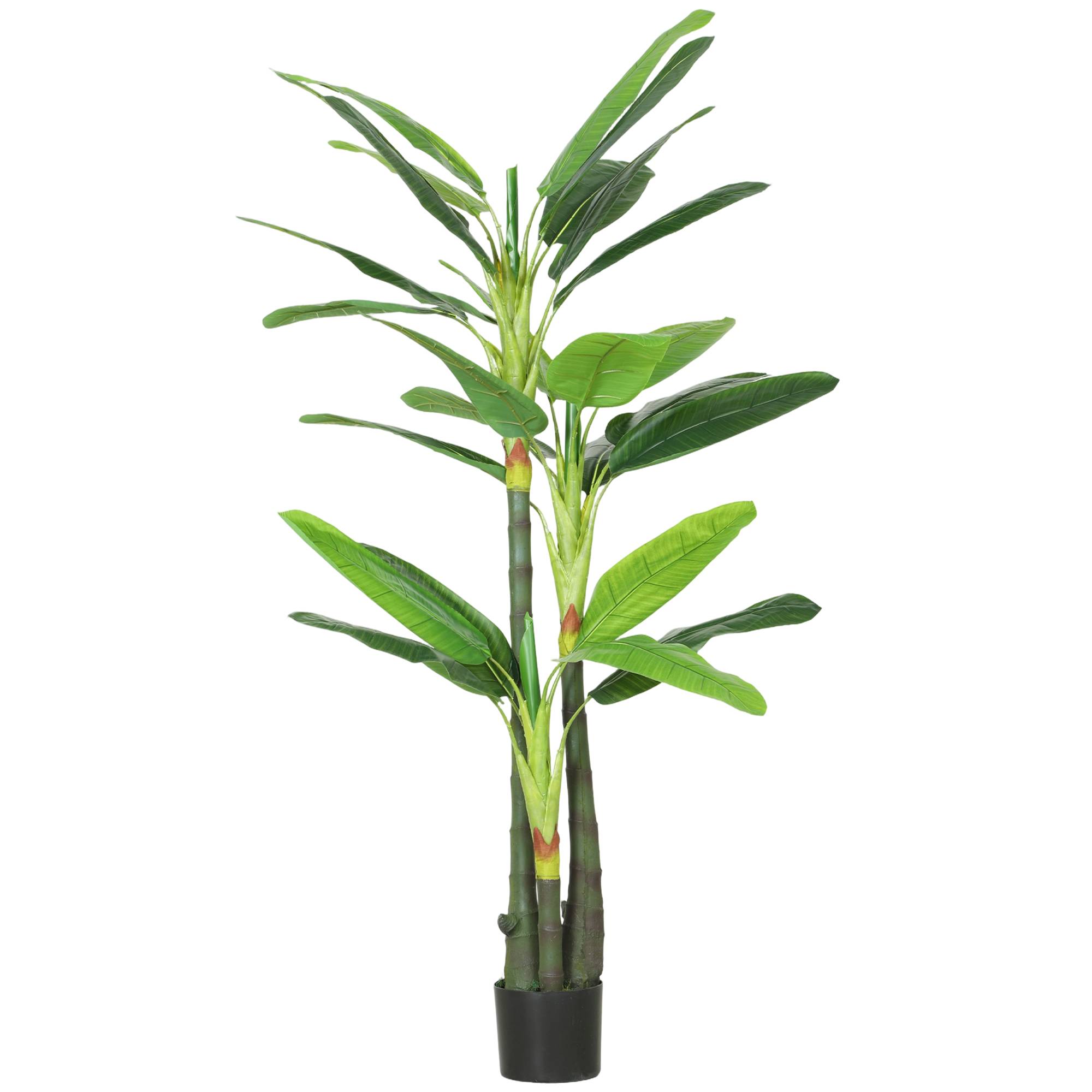 Bananier artificiel plante factice 18 feuilles 180 cm vert - Image 2