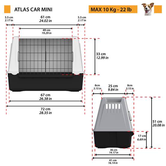 Ferplast - Ferplast Transport Chiens pour Voiture ATLAS CAR MINI avec Grilles d'aération, Tapis Drainant inclus - Imagen 2