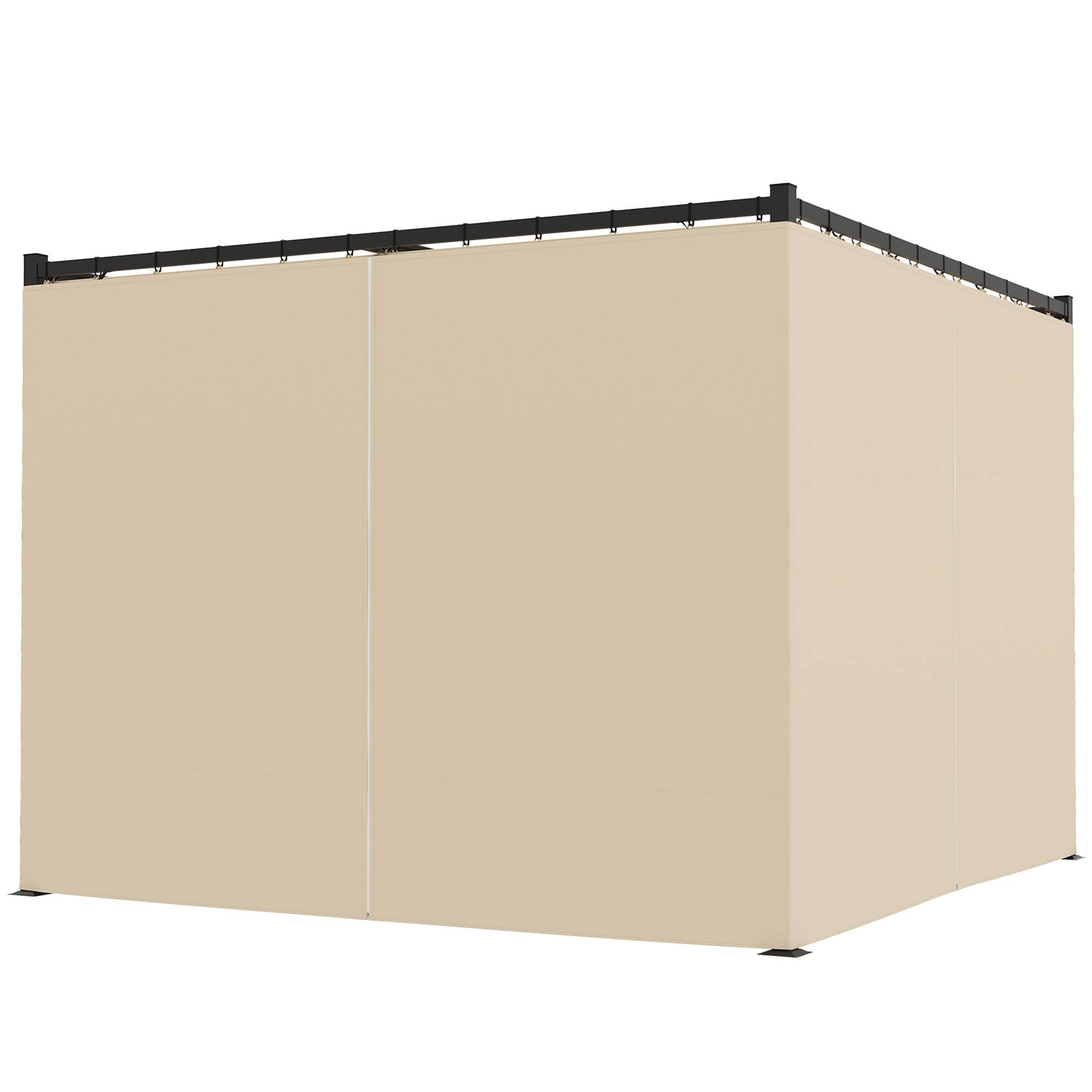Pergola métal et polyester jardin toit rétractable avec rideaux anti-insectes 300x300cm beige - ComfortXL Outdoor Living - Image 2