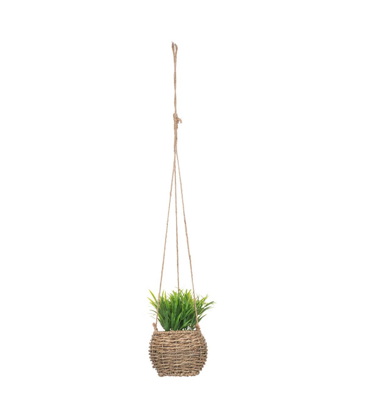 Plante artificielle suspendue pot en roseau H 60 cm - Imagen 1