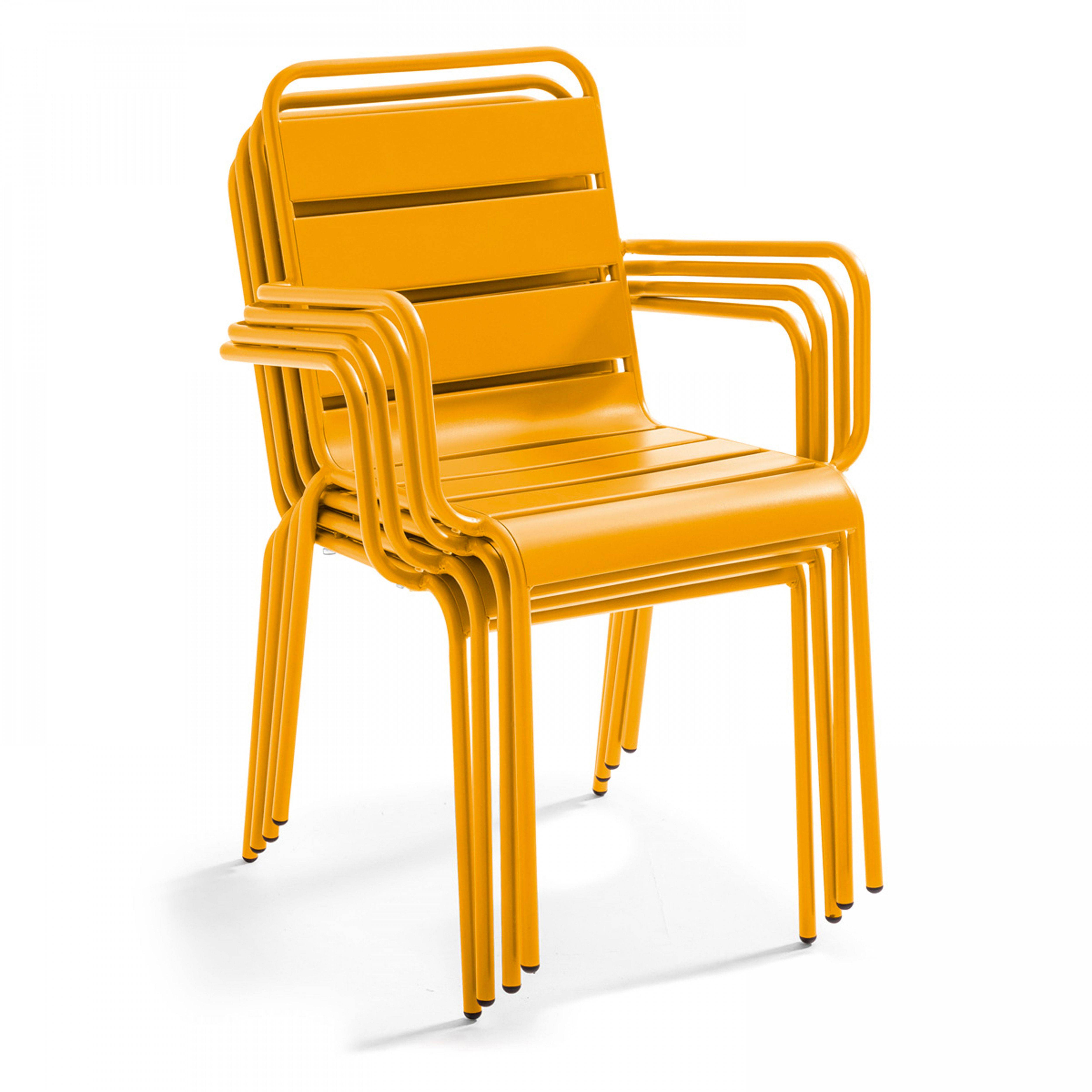 Oviala - Ensemble table de jardin et 8 fauteuils en métal jaune et gris Palavas - Oviala - Imagen 6