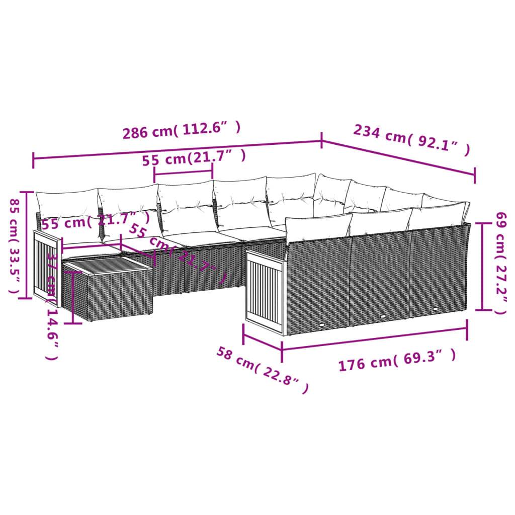 Canapés de jardin 11 éléments en résine tressée avec rangement et table pour extérieur Noir – ComfortXL Outdoor Living - Image 3