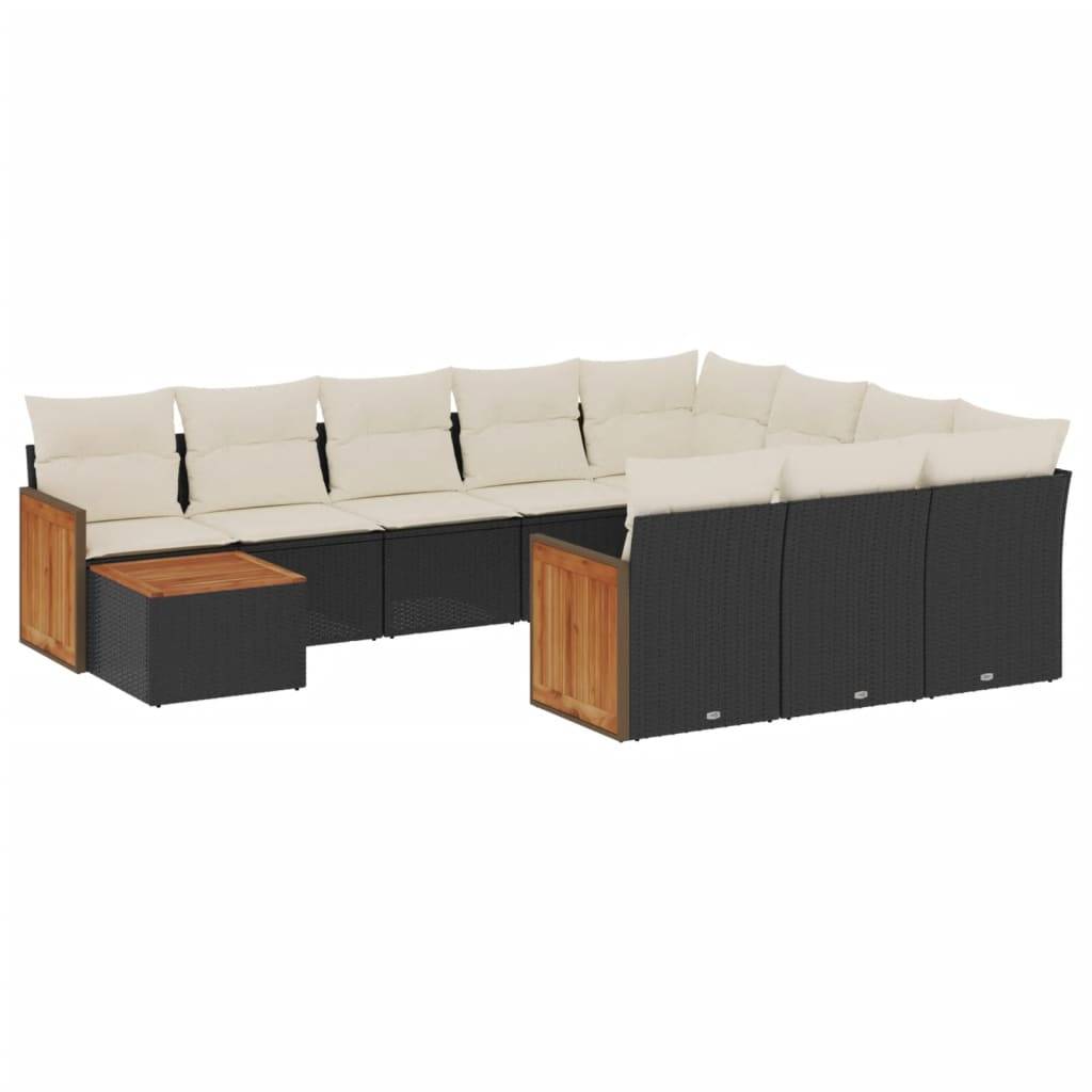 Canapés de jardin 11 éléments en résine tressée avec rangement et table pour extérieur Noir – ComfortXL Outdoor Living - Image 2