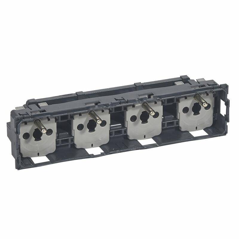 Legrand - Prise de courant quadruple CÉLIANE 2P+T compacte précâblée standard français - LEGRAND - 067128