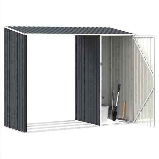Vidaxl - Abri à bois de jardin Anthracite 245x98x159 cm Acier galvanisé vidaXL 46295 - Image 6