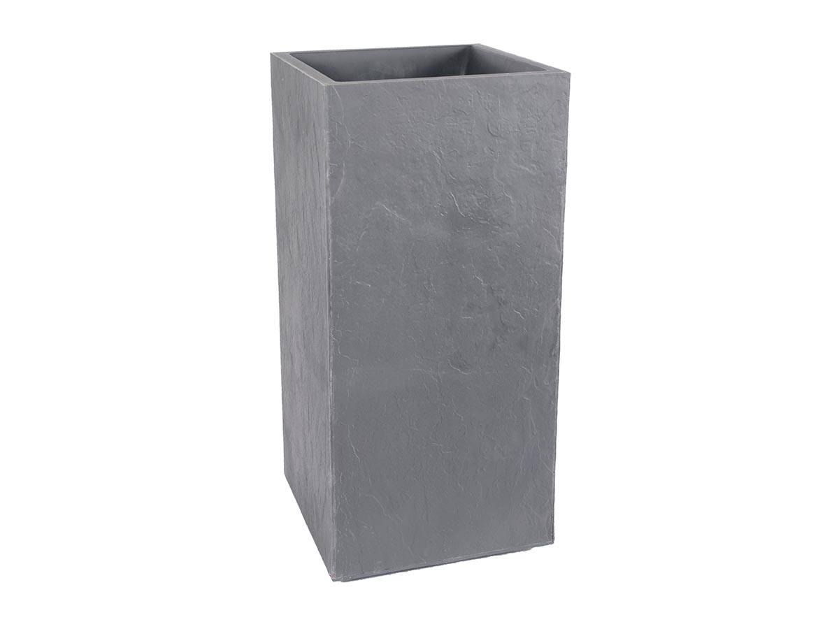 Eda - Pot de fleurs carré Haut Volcania - 39,5 x 39,5 x 80 cm - 31 L - Gris galet - Eda