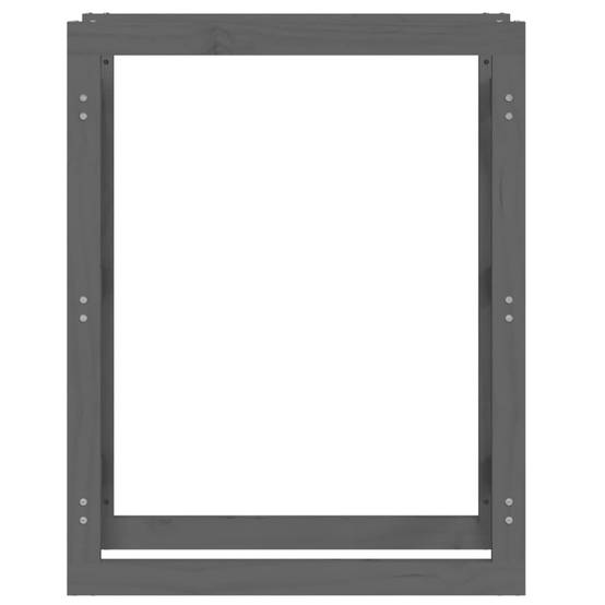 Support à bûches vertical en Bois de Pin Massif Stockage pour Cheminée 80x25x100 cm Gris - ComfortXL Outdoor Living - Image 5