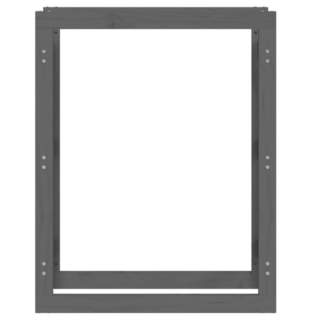 Support à bûches vertical en Bois de Pin Massif Stockage pour Cheminée 80x25x100 cm Gris - ComfortXL Outdoor Living - Image 5