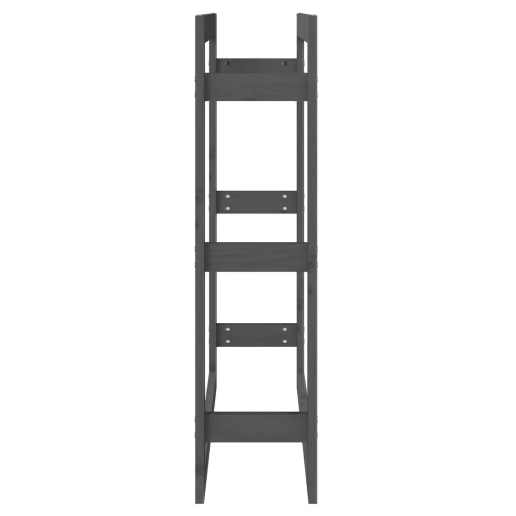 Support à bûches vertical en Bois de Pin Massif Stockage pour Cheminée 80x25x100 cm Gris - ComfortXL Outdoor Living - Image 6
