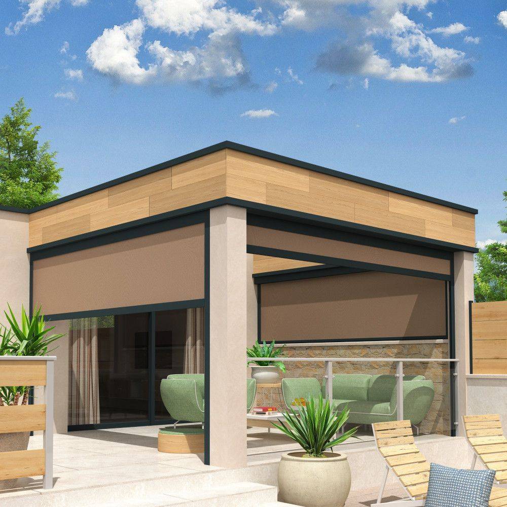 Intersun - Coffre à coulisses pour pergola LOLITE 2,50x2,50 M (Motorisé à Télécommande - Gris Anthracite - Taupe) - INTERSUN - Imagen 1