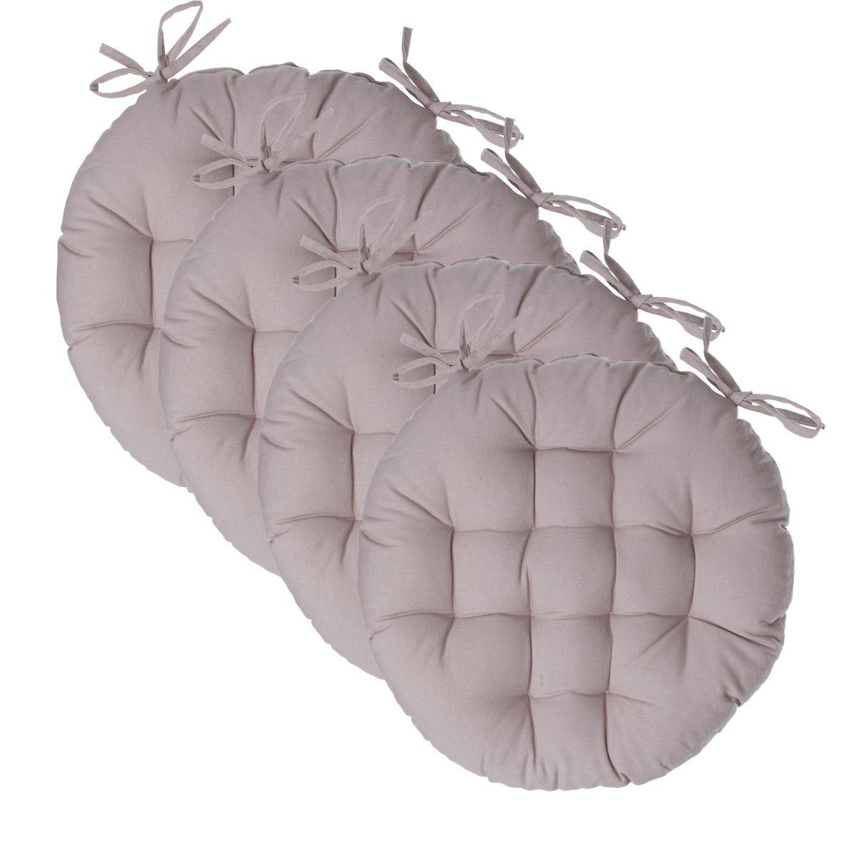 Lot de 4 Galettes de chaise en Coton Beige D 38 cm - Imagen 1