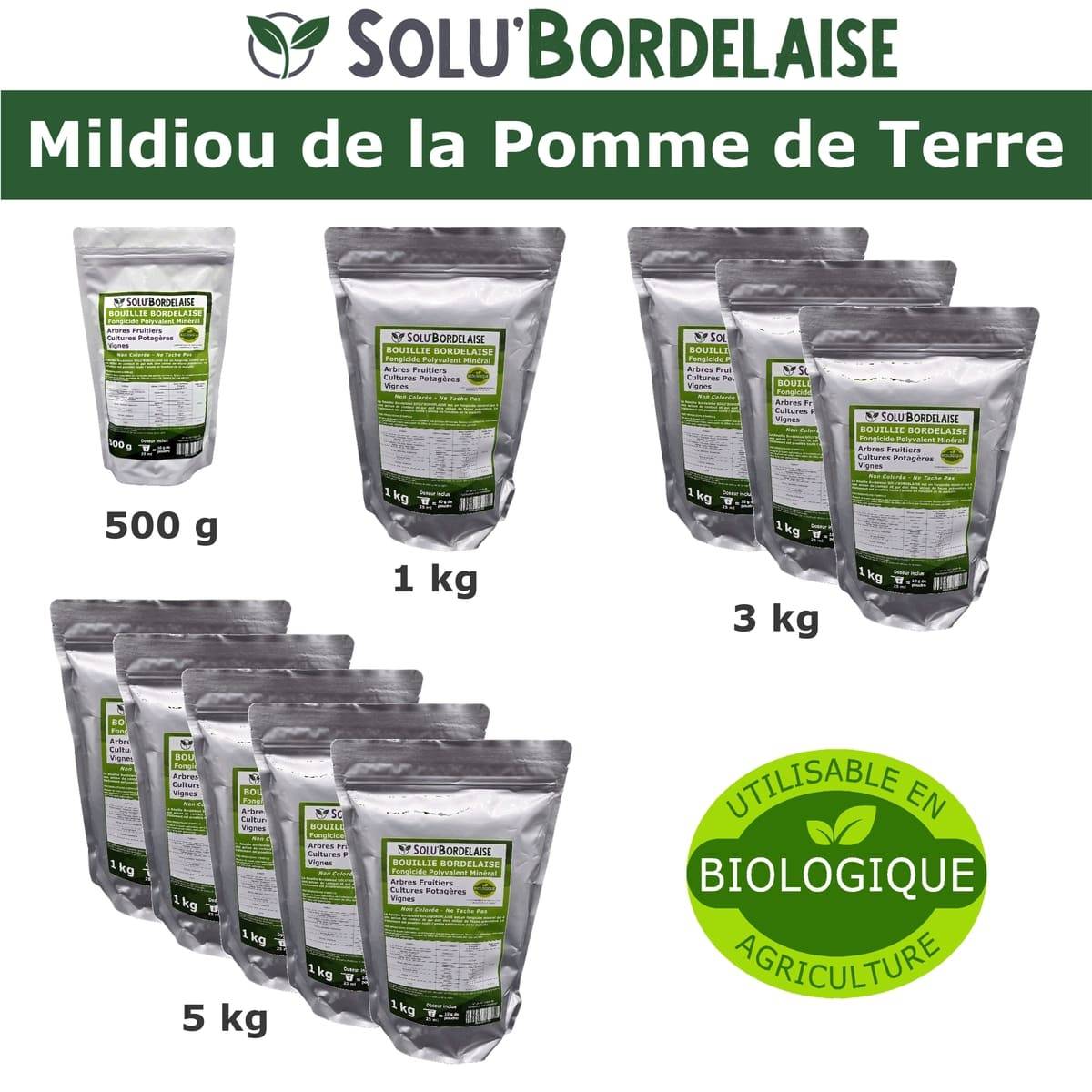 Solu'Bordelaise - 1 kg de Bouillie Bordelaise - Mildiou de la pomme de terre- Utilisable Agriculture Biologique -  Sachet Refermable - Image 4