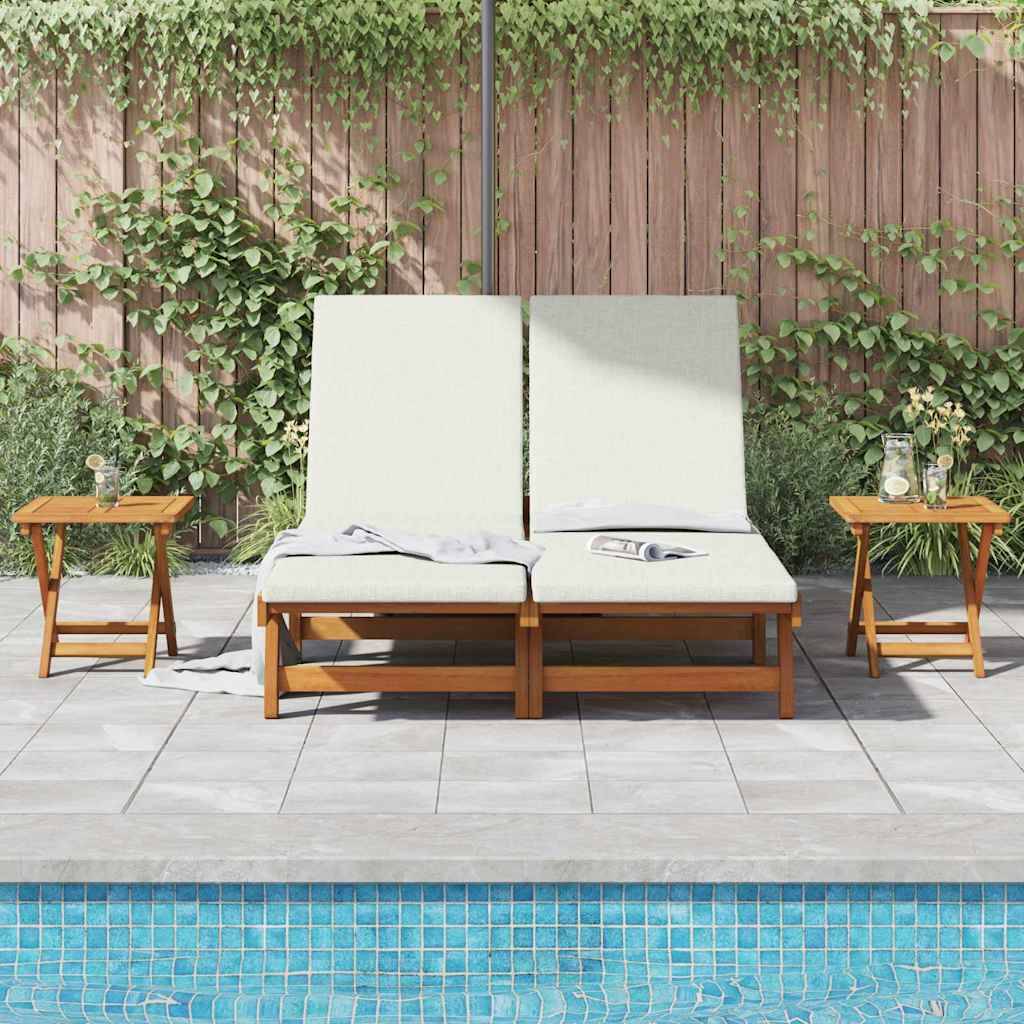 PANGIVO - Transat Bois d'Acacia Massif Blanc Crème 199 x 63 x 85 cm - PANGIVO - Image 3