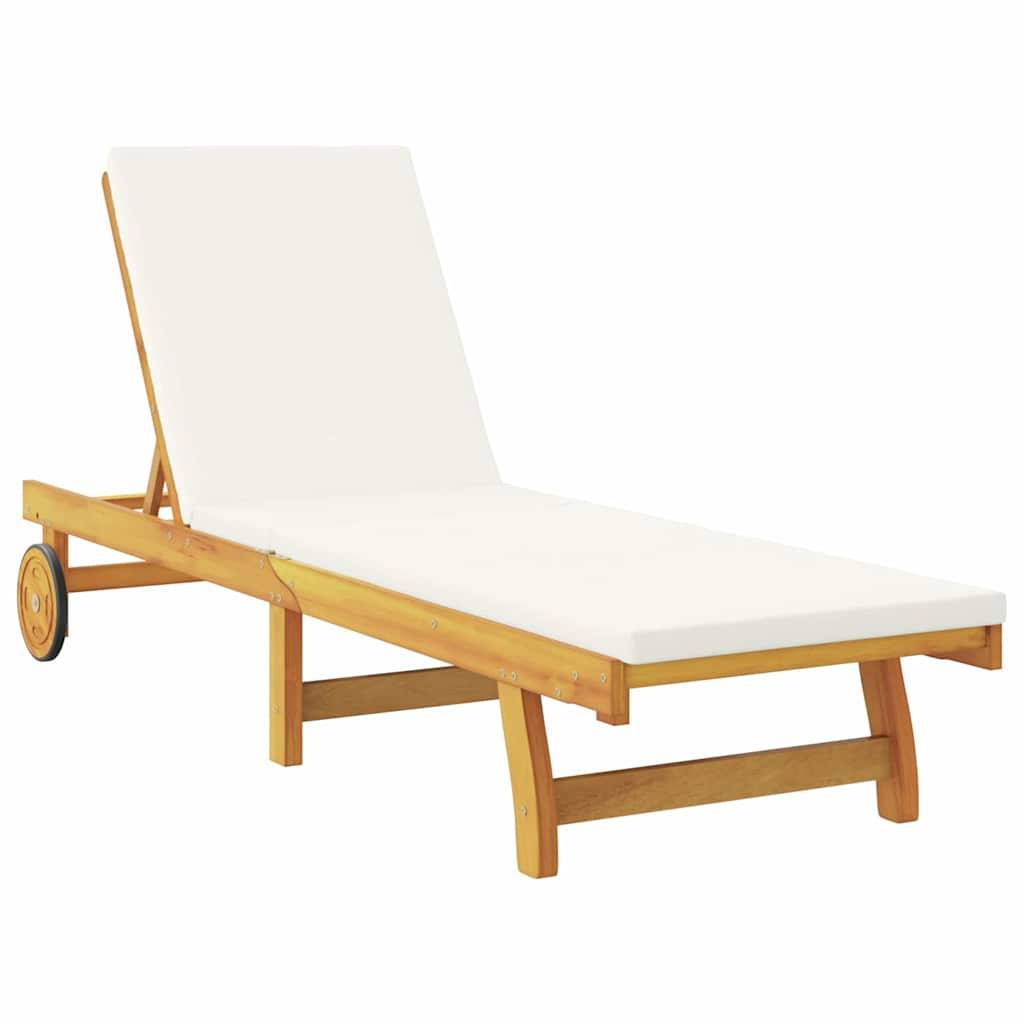 PANGIVO - Transat Bois d'Acacia Massif Blanc Crème 199 x 63 x 85 cm - PANGIVO - Image 4
