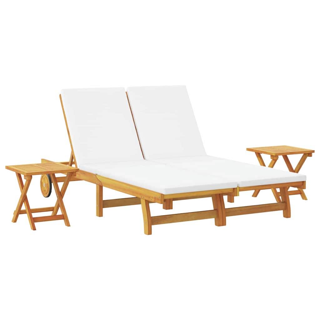 PANGIVO - Transat Bois d'Acacia Massif Blanc Crème 199 x 63 x 85 cm - PANGIVO - Image 2
